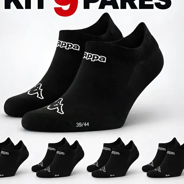 Kit 9 pares de meias soquete invisível Kappa pretas 38-43 por R$ 51,99 com cupom