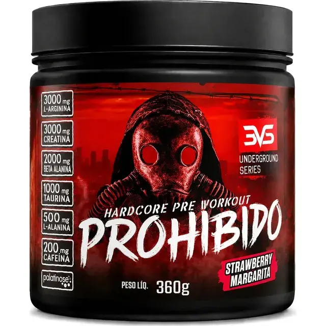 Pré-treino Prohibido 3VS 360g sabor morango por R$ 66,13 no Mercado Livre
