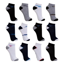 Kit 12 pares de meias masculinas cano curto, cores sortidas, por R$ 34,90 no Mercado Livre