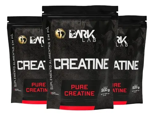 Creatina monohidratada Dark Lab 500 g, kit com 3 potes por R$ 49,92 no Mercado Livre (R$ 26,30 cada)