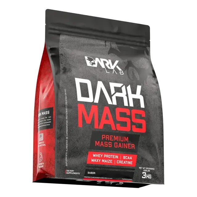 Hipercalórico Dark Mass Dark Lab 3 kg, chocolate branco com morango, por R$ 78,90