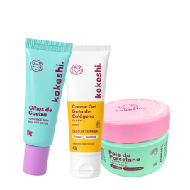 Kit facial Kokeshi 3 passos com hidratação e colágeno por R$ 59,90 na Shopee
